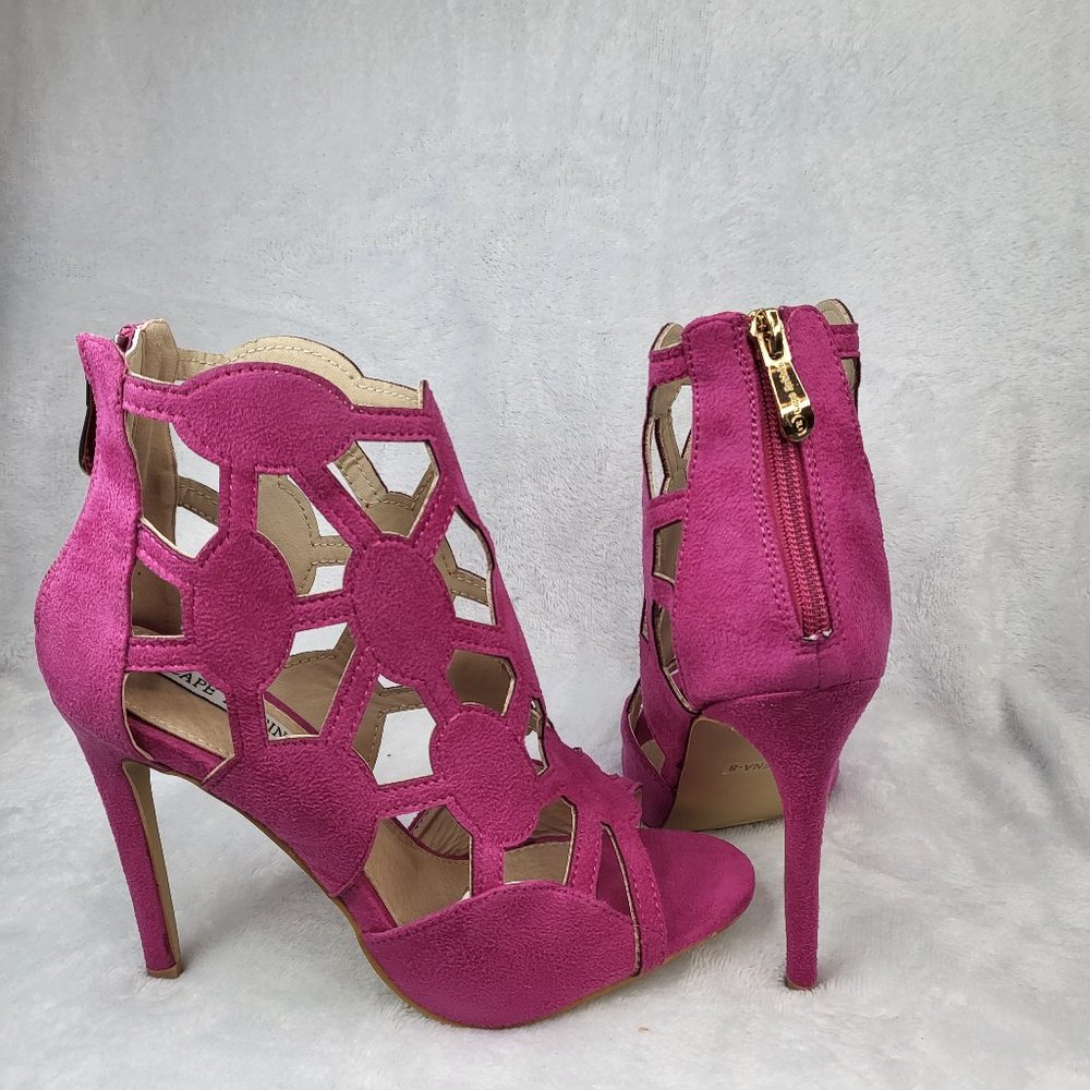 Cut Out Open Toe Ankle Boots Shoes Heels Sizes 6.5 & 8.5